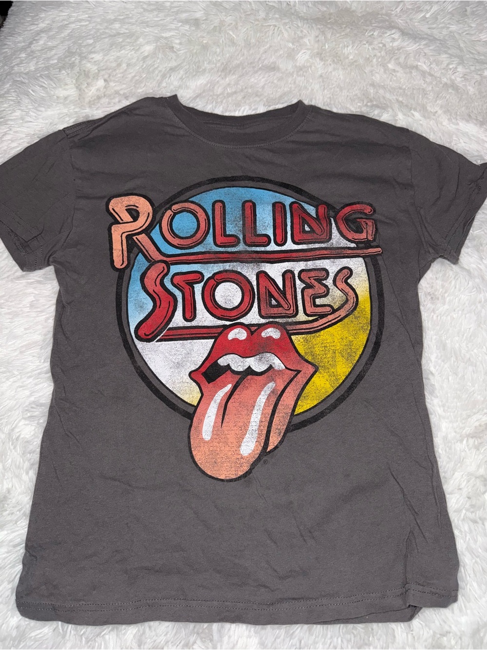 The Rolling Stones Tee - Charcoal with Red & Blue Graphic